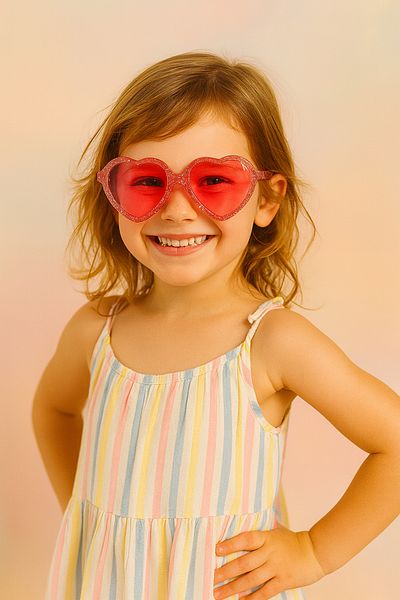 CHANCE GİFT Children's Sunglasses Fun Different Style Lovely Goggle with Heart Lightweight and Stylish Design Party Goggle