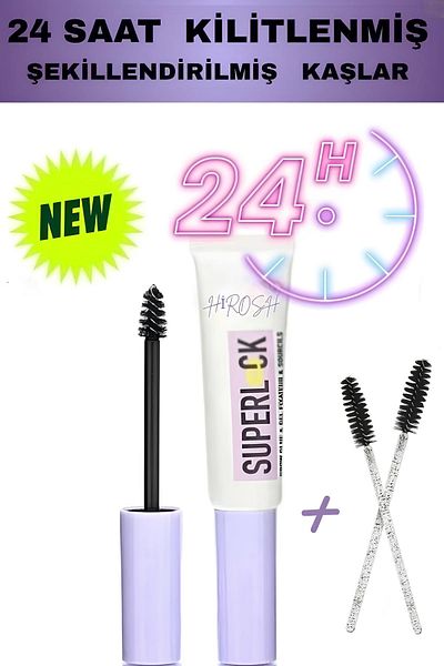 HİROS'H Super Lock Brow Glue Eyebrow Fixing Mascara and Eyebrow Brush - Transparent