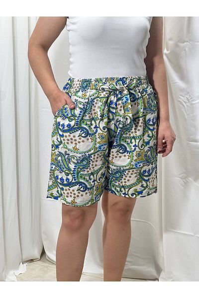 LİFERA Lifera Large Size Patterned Woven Viscose Shorts