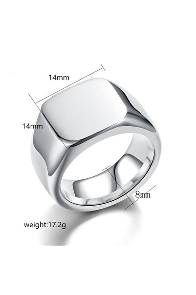 Tesbihane Gümüş Renk Kişiye Özel İsim veya Harf Yazılı 316L Kalite Paslanmaz Çelik Erkek Yüzük - 27 Ölçü