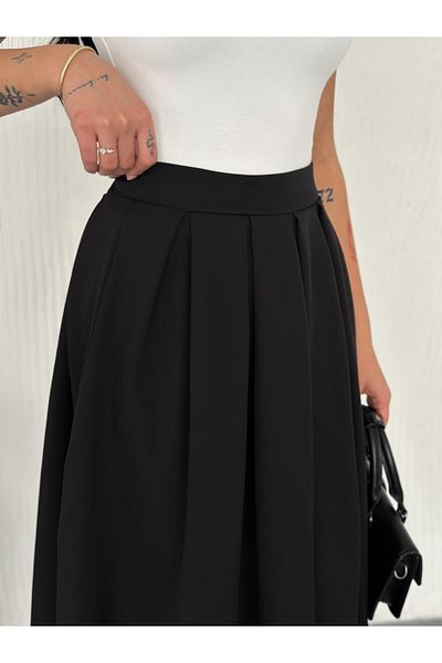Zula Moda Χιτζάμπ Πλισέ Μακριά Φούστα – Φερμουάρ, Μη Εμφανές Ύφασμα