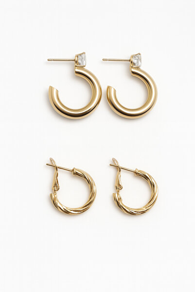 MakeWell 925 Ayar Gümüş İğneli Kalp Kutup ve Kuzey Yıldızı Tasarımlı Zirkon Top ve Halka Küpeli Küpe Seti