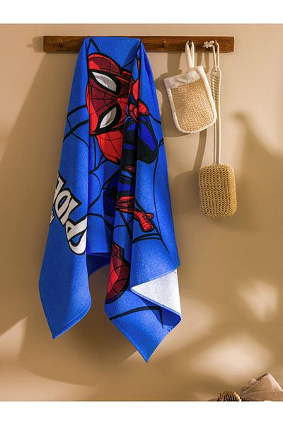 LC Waikiki Red-Blue Spider-Man Printed 100% Cotton Men's Beach Towel 70X150 cm