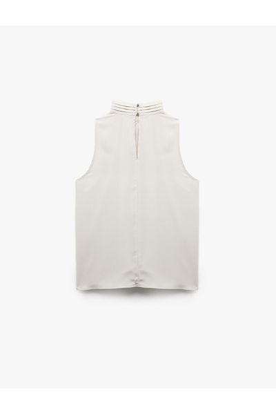 Koton New Season Tie-Up Stand Collar Sleeveless Blouse