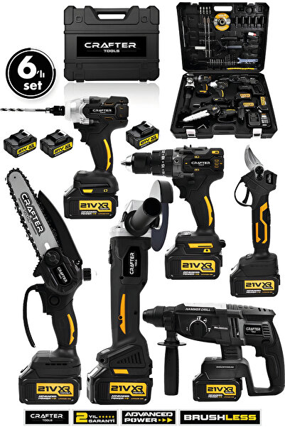 CRAFTERTOOLS 21V Profesyonel Hilti Matkap Somun Sıkma Makas Testere Taşlama 6...