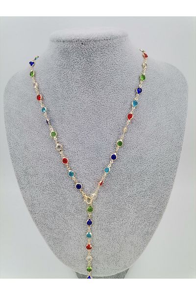 Hobimos Zircon Stone Stainless Tarnish Brass Y Necklace