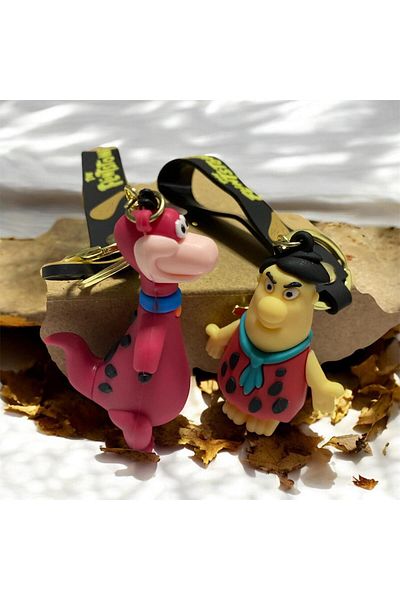ÇERÇİ MELEK Fred Flintstone and Dino Keychain & Bag Ornament