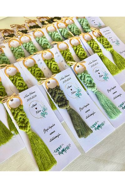 Larmina Decoration 25 Pieces of Green Tone Macrame Switches