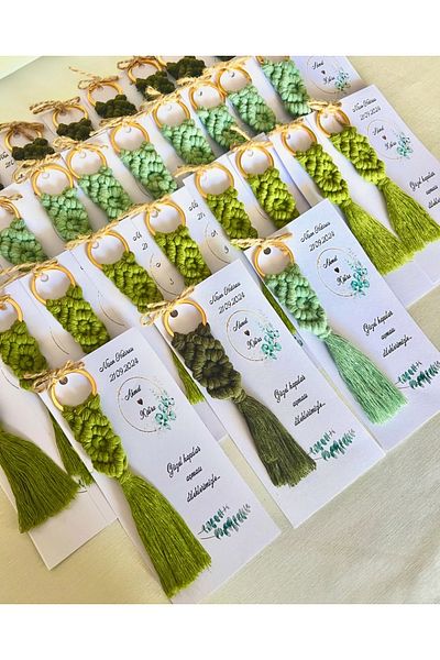 Larmina Decoration 25 Pieces of Green Tone Macrame Switches