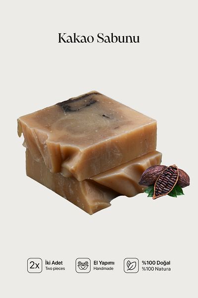 Cageartstudio Natural Cocoa Soap 2 Pack - 100% Handmade and Natural, Skin Friendly, Chemical Free (2 Pieces)