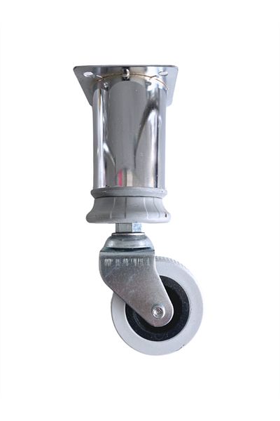 DSYapıAksesuar Metal Chrome Wheel Leg Furniture Table and Cabinet Wheel Leg (Without Brake)(Chrome)(15cm)(4 Pcs)(Diameter:42Mm)