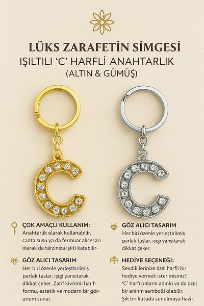 Handley Sparkling'C' Letter Keychain – a Touch of Luxury and Meaning