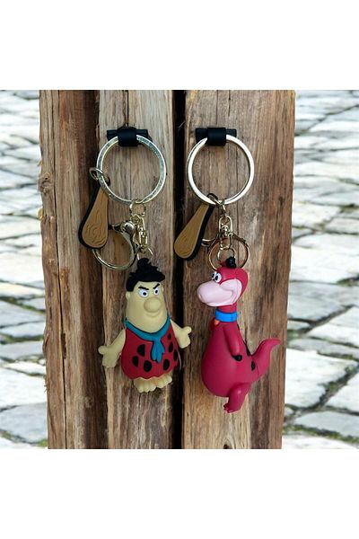 ÇERÇİ MELEK Fred Flintstone and Dino Keychain & Bag Ornament