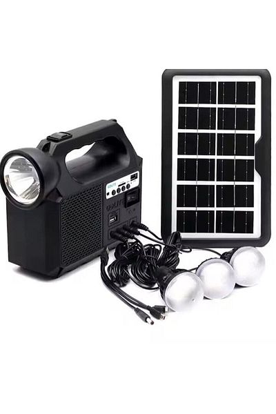 Brivoo® Solar Panel Set with 3 LED Bulbs, USB Charger, and Flashlight GD-Light 8017 Plus, Brivoo