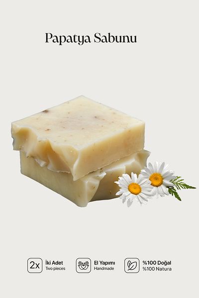 Cageartstudio Natural Chamomile Soap 2 Pack - 100% Handmade and Natural, Skin Friendly, Chemical Free (2 Pieces)