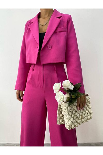 Sachistanbul Fuchsia Atlas Palazzo Pants