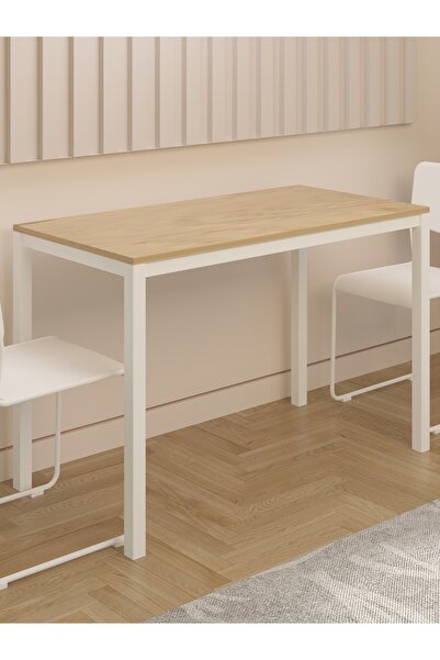 NEATS Safir Meşe Mutfak Masası, 60x116, Büyük Yemek Masası, Metal Ayaklı Mutfak Masası,Ahşap Mutfak Masası