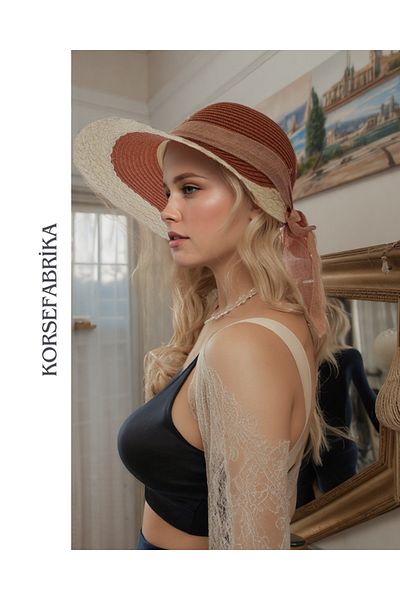 korsefabrika trend mood store Stylish and Functional Straw Beach and Casual Hat with Wide Brim Sun Visor