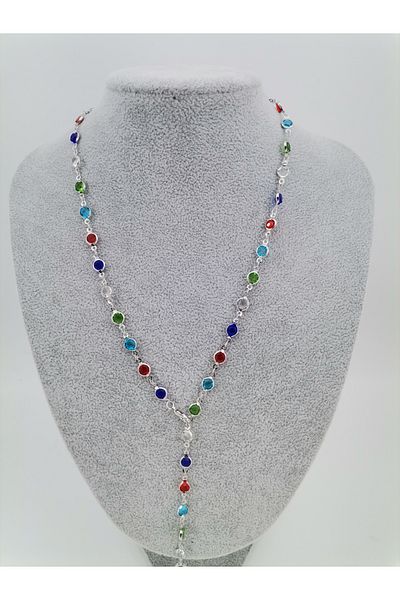Hobimos Zircon Stone Stainless Tarnish Brass Y Necklace