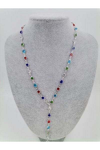 Hobimos Zircon Stone Stainless Tarnish Brass Y Necklace