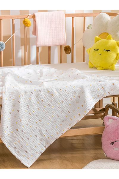 LC Waikiki Mixed Printed Baby Boy Muslin Blanket 85X85 cm