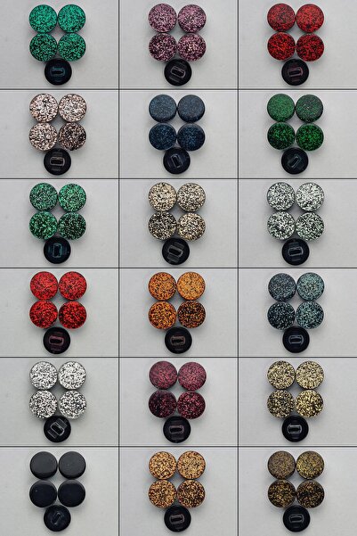 Şirin Yün Küçük Boy Akrilik Simli Düğme 90 Adet Her Renkten 5 Adet