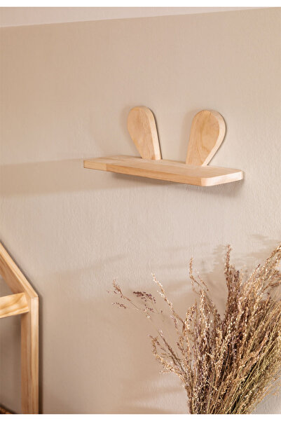 Simy Ahşap Tavşan Kulaklı Duvar Rafı – Bebek ve Çocuk Odası İçin Dekoratif Raf