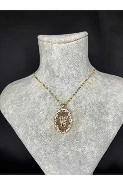Mos Tespih قلادة من الفولاذ الذهبي على شكل حرف V
