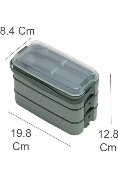 ATABY Gondol Layer G-770 Lunch Box (3 Tiers X 420ml & Fork & Spoon & Single Carrying Handle) (Pink, Y