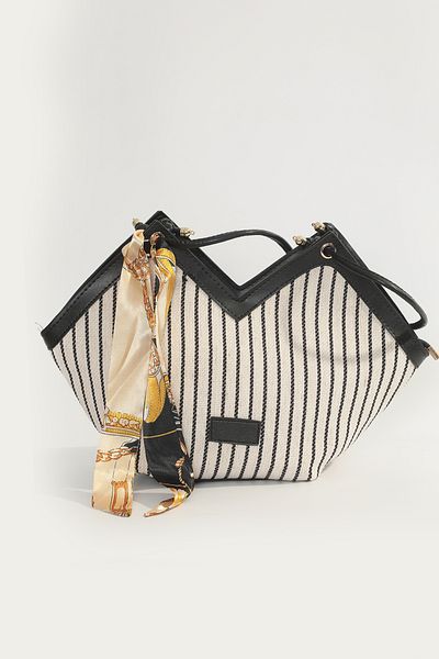 By-Kuss Marine Stripe Patterned Scarf Shoulder Bag