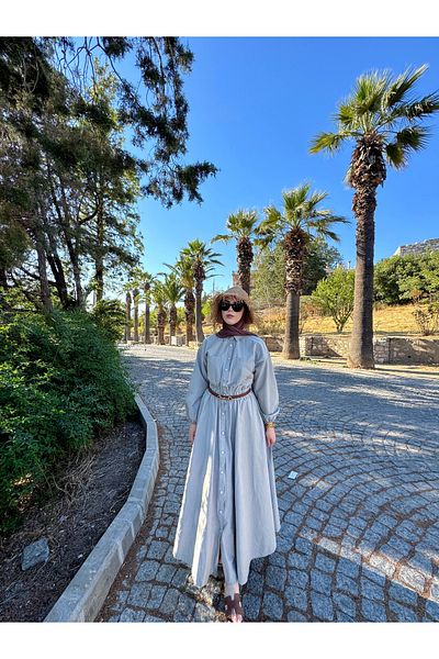 Adalet Bal Long Waist Squeeze Linen Dress