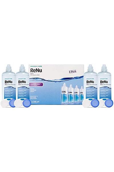 Renu Multi Purpose Contact Lens Solution 4 x 240ml - Soft Contact Lenses for Comfortable Wear - Gent