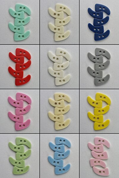 Şirin Yün Fildişi Bebek Düğmesi 60 Adet Her Renkten 5 Adet