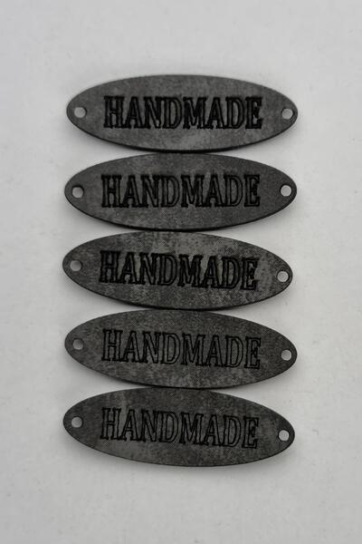 Şirin Yün Dikilebilir Deri Oval Handmade Etiketi Siyah 5 Adet