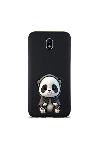 PrintiFy Samsung Galaxy J7 Pro ile Uyumlu Sevimli Panda (0214d) Tasarımlı Siy...