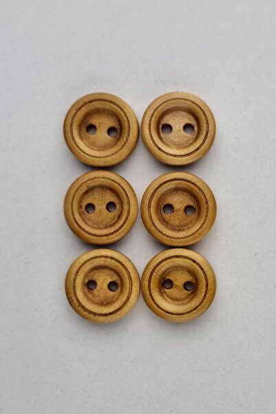 Şirin Yün En Küçük Boy Ahşap Yuvarlak Kaban Çeket Hırka Yelek Düğmesi 6 Adet