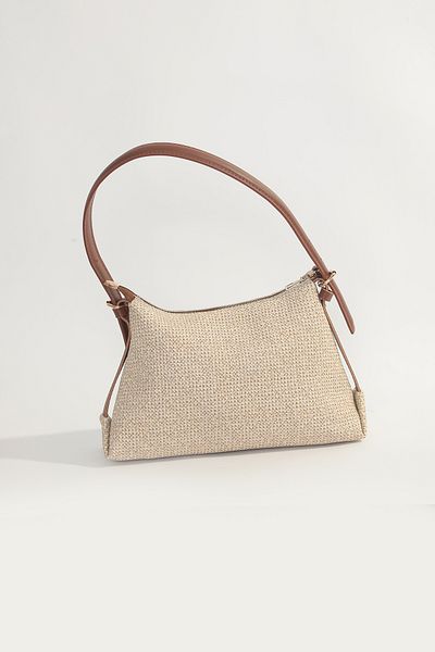 By-Kuss Straw Textured Baguette Shoulder Bag