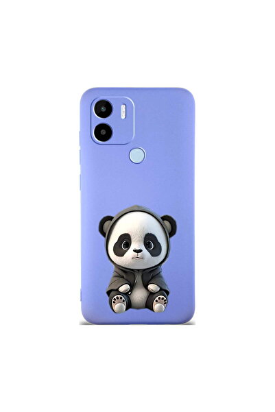 PrintiFy Xiaomi Redmi A1 Plus ile Uyumlu Sevimli Panda (0214d) Tasarımlı Lila...