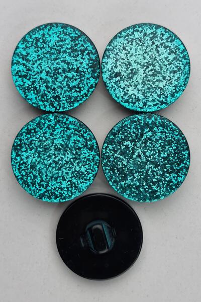 Şirin Yün Büyük Boy Akrilik Simli Turkuaz Kaban Çeket Hırka Yelek Düğmesi 5 Adet