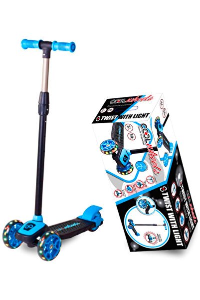 a v d a MAVİ Led Işıklı 3 Tekerlekli Yükseklik Ayarlı Twist Scooter