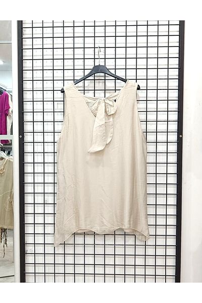 Butik Şans V-Neck Italian Silk Blouse with Tie Detail