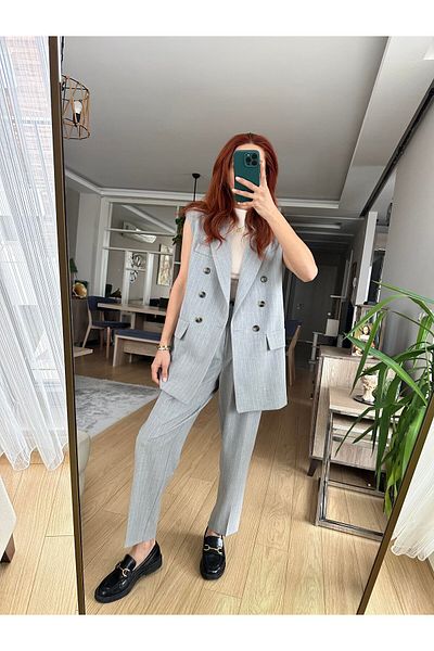 Trend Marfa Striped Vest Trousers Fabric Set