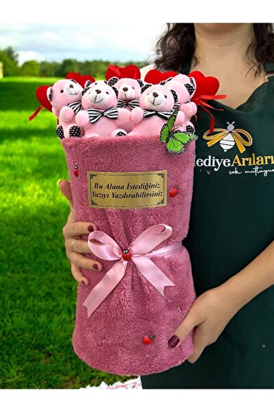 hediye arıları Size Özel İsimli Tasarım En Büyük Boy 50 cm Ayıcık Buketi | Pe...