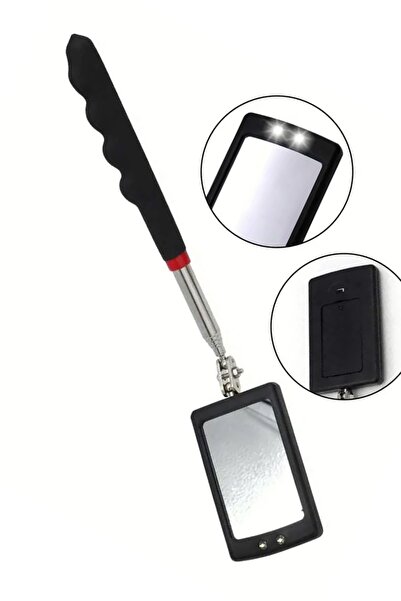 usin 90 cm Teleskopik Uzayan Katlanır Led Işıklı Ayna - Uzatma Uzayan Kontrol Muayene Aynası