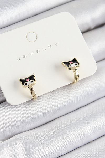callerrons accessories Brass Kuromi Model Gold Color Children's Earrings - Ebj250711W36562