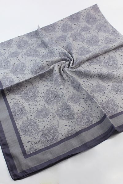 Valino 120x120 Ethnic Pattern Μεγάλο Μαντίλι Βαμβακερό Φουλάρι Μεγάλο Μέγεθος Φύλλο Φουλάρι Ασημί