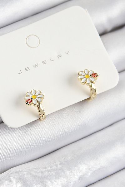 callerrons accessories Brass Daisy Model Gold Color Children's Earrings - Ebj250711W36561