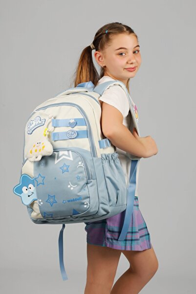 çantamgelsin Ліцензований рюкзак Twil із зірковим візерунком, шкільний рюкзак із плюшевою іграшкою в подарунок