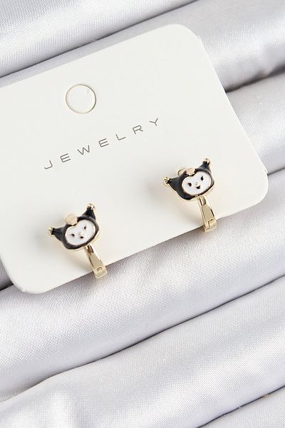 callerrons accessories Brass Kuromi Model Gold Color Children's Earrings - Ebj250711W36567