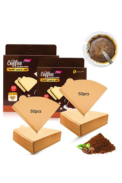 Omran Cart V60 Filter 100pcs Paper Brown 50x2 Boxes Unbleached 2-4 Cups Coffee Filters